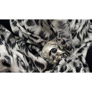 Vintage Lieba Textured Silver Tone Scarf Clip w/ Black Faux Pearl